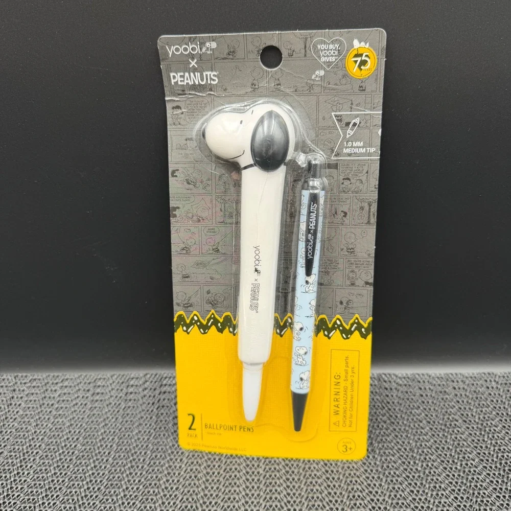 Yoobi x Peanuts Snoopy 75th Anniversary Ballpoint Pen 2 Pack Black Ink 1.0mm